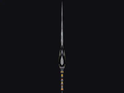 Sword Magical Cutting Fantasy Melee Dagger Iron Blade Saber Gold Low-poly 3D model