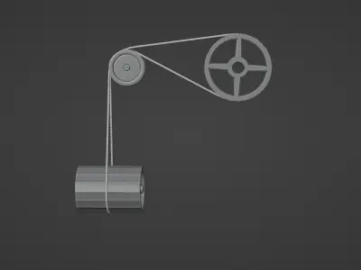 Mechanical Pulley Animated 3 3D model