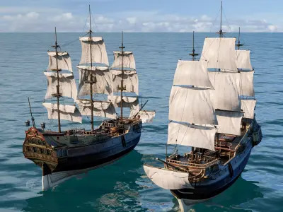 Pirate ship Low-poly 3D model