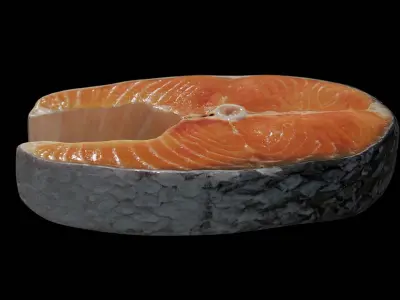 Raw salmon steak Low-poly 3D model