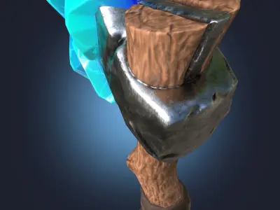 Stylized Melee Weapon Axe with Ice Crystals PBR game ready Low-poly 3D model