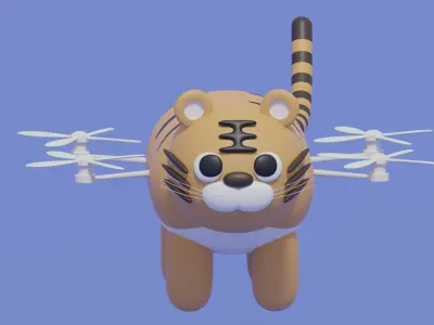 Cartoon Cute Tiger Animal Drone 3D model