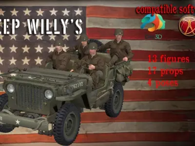 jeep willys MB 1944 hd txt Free 3D model