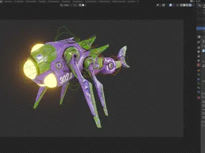 Sci-fi Underwater Drone - Stylized Submarine Low-poly 3D model