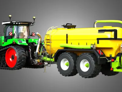 Fendt - MT900 Tractor with Zunhammer Liquid Manure Trailer 3D model