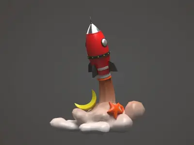 Cartoon Rocket Ship 3D model