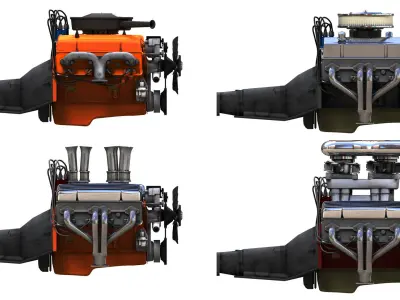 V8 HotRod small block engine Low-poly 3D model