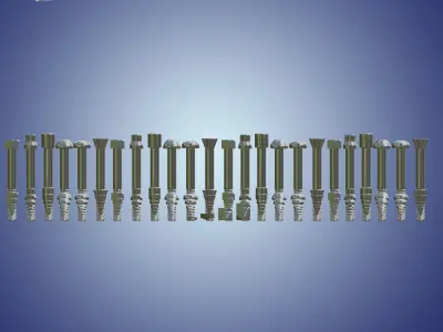 202 Pack Bolts and Nuts 3D model