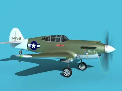 Curtiss P-40B Warhawk V14 USAAF 3D model