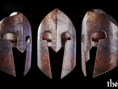 Spartan Helmet Low-poly 3D model 5