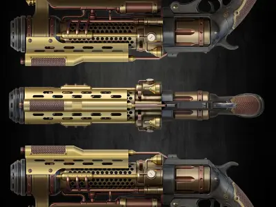 Stylized Sergey zimmer low poly Game ready gun Low-poly 3D model