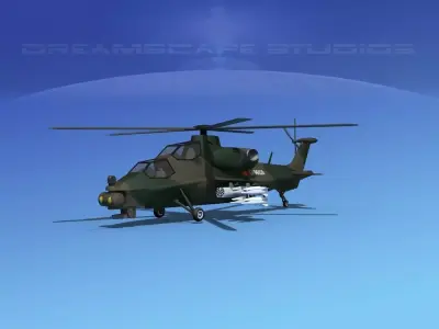 WZ-10 Attack Helicopter V04 Low-poly 3D model