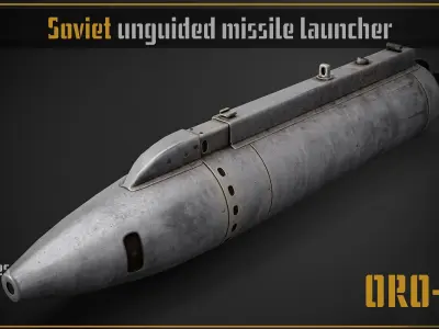 Game ready ORO-57K launcher unguided rockets Low-poly 3D model Low-poly 3D model