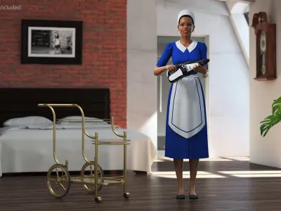 Rigged Housekeeping Maids Collection for Cinema 4D 3D model