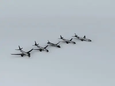 Four commercial aircraft's  Free 3D model