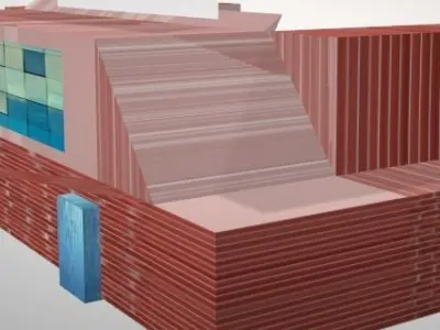 Airport brick building Low-poly 3D model