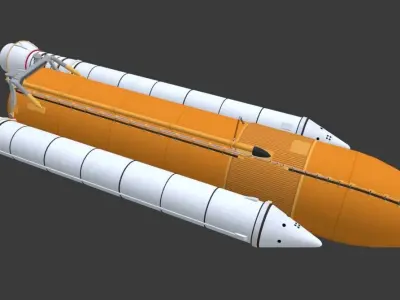 Space Shuttle Launch System with SRBs and External Tank Low-poly 3D model