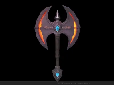 Stylized Infernal Battle Axe - AI Low-poly 3D model