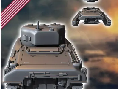 Sherman M4A1 - USA US Army Western Front Normandy Africa Bulge W 3D print model