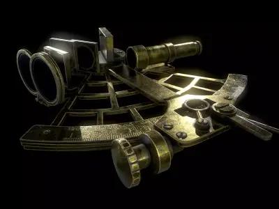 Antique Sextant Instrument Low-poly 3D model