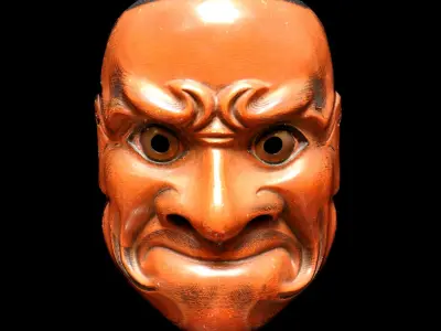 Kobeshimi Mask Noh Theatre Japanese Mythology Fantasy Art Cloth Low-poly 3D model