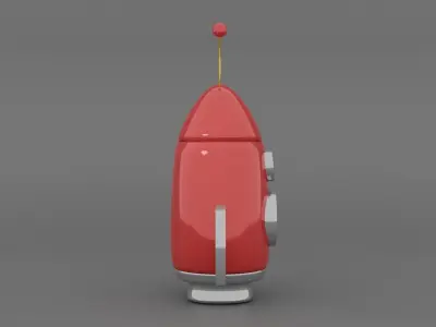 red rocket Low-poly 3D model