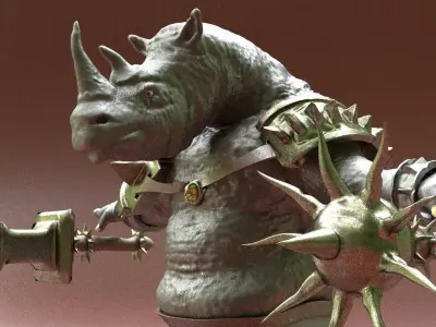 Cartoon Rhinoceros 3D model