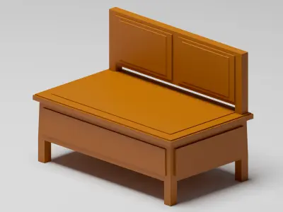 Traditional Wooden Corner Bench Free low-poly 3D model