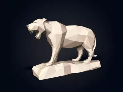 LowPoly Tiger Statue Ready for 3D Printing Free 3D model