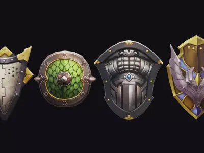 Shield Armor Defense Weapon Cartoon Medieval Melee Board Low-poly 3D model