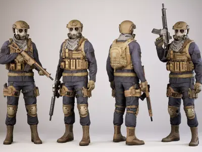 Casual Soldier 09 Low-poly 3D model