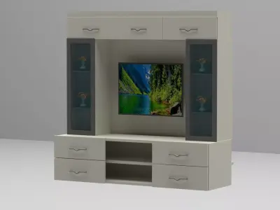 Modern TV Cabinet Wall Unit with Storage Free 3D model