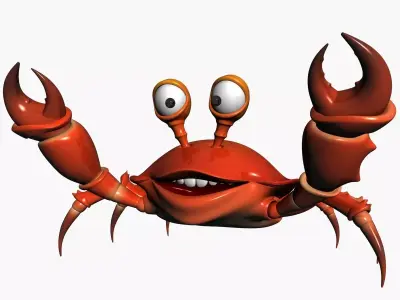 Cartoon Crab RIGGED and ANIMATED Low-poly 3D model