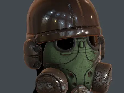 Gas mask helmet 3d model scifi Low-poly  Low-poly 3D model