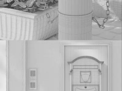 Entrance portal with street assets 3D model