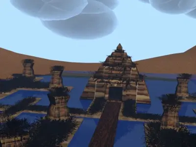 Ancient temple Low-poly 3D model