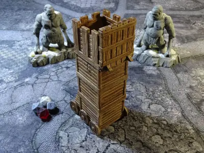 Siege Dice Tower with Gothic Dice 3D print model