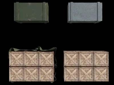 military boxes Low-poly 3D model