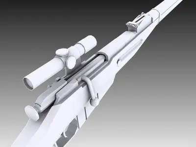 M91 30 Mosin Nagant with PU Scope Low-poly 3D model