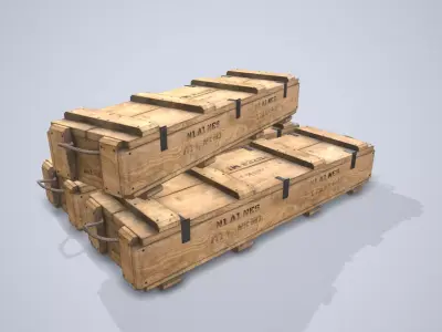  Military Chest Low-poly 3D model