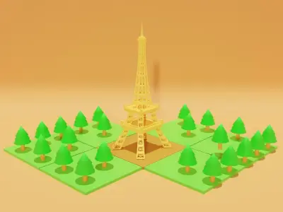 Low poly 3d Eiffel tower model Low-poly 3D model