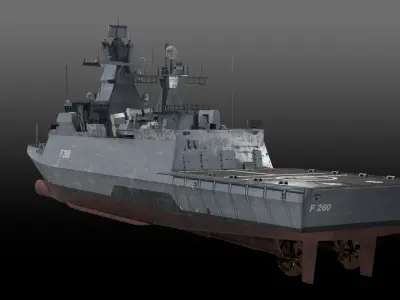 German Braunschweig class corvette game-ready Low-poly 3D model
