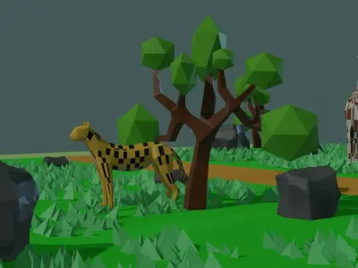 Low poly forest Low-poly 3D model