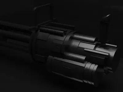 Animated Minigun Low-Poly GAMEREADY Low-poly 3D model