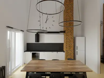 Interior scene of modern two-level apartment for Blender Free 3D model