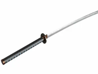 Katana japanese samurai sword Low-poly 3D model