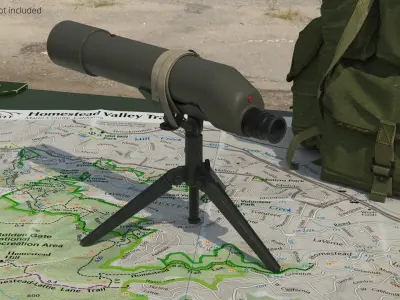 Military Observation Scope M49 with Tripod Green 3D model
