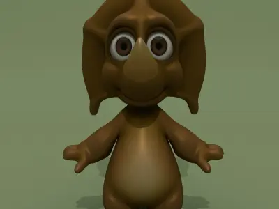 Cartoon Triceratops 2 colours 3D model