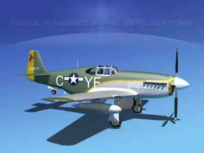 North American P-51B Mustang V05 3D model
