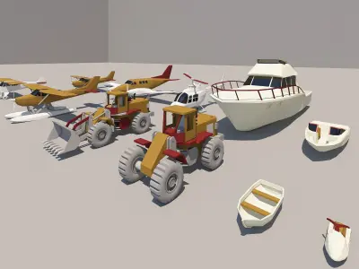 Loader Planes Boats collection Low-poly 3D model